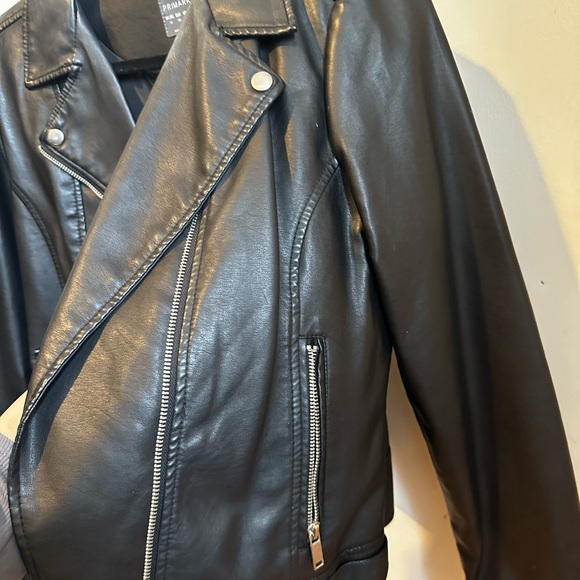 Primark Black Leather Biker Jacket - Picture 2 of 3